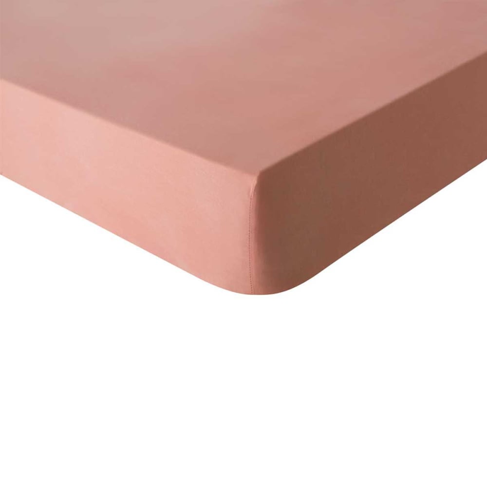 Drap housse en coton  rose solaire 140x200 Made in France