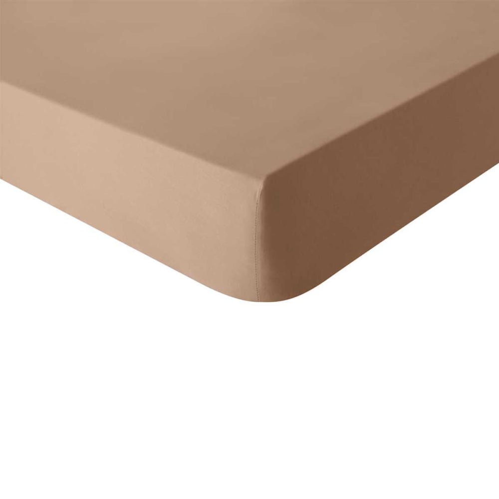 Drap housse en coton  sable 140x190 Made in France