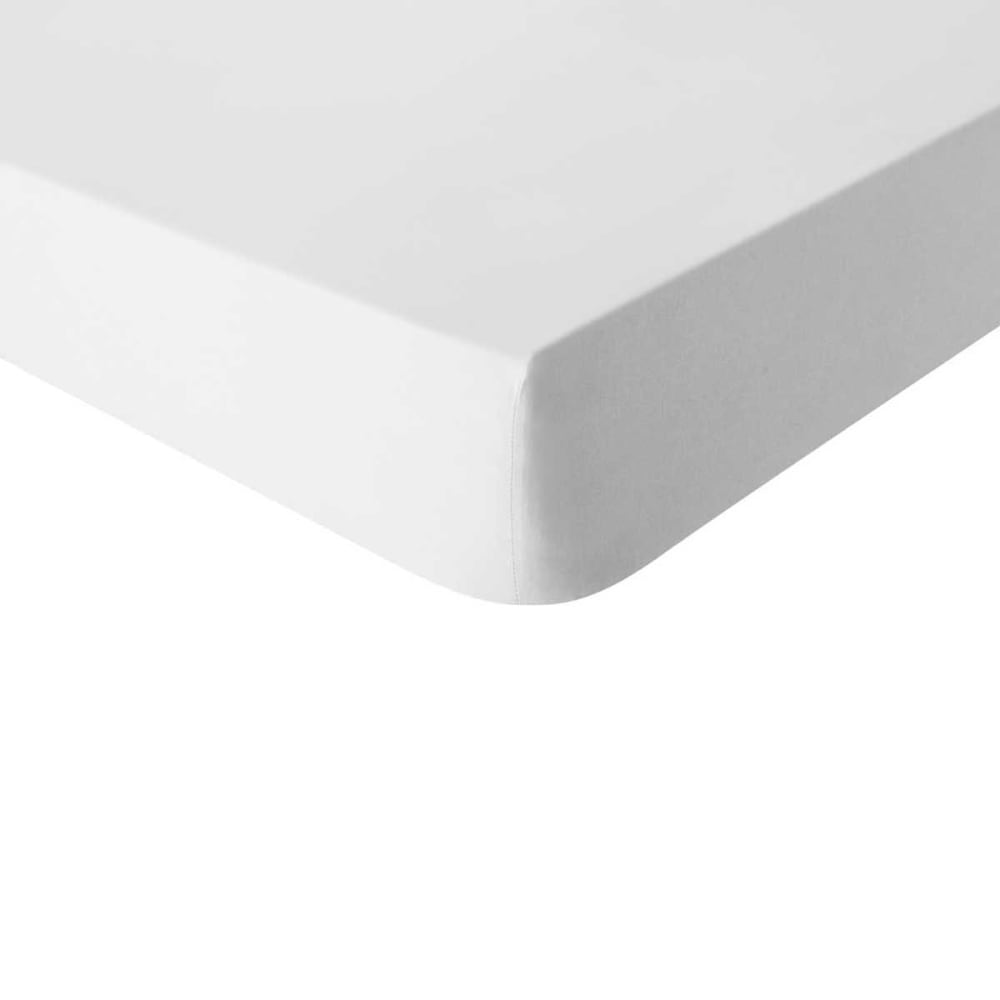 Drap housse en coton  blanc 160x200 Made in France