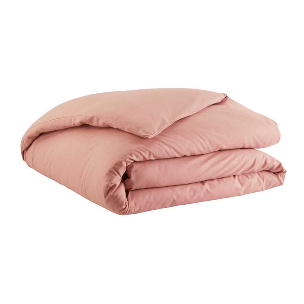 Housse de couette en coton rose solaire 260x240 Made in France — vue 3