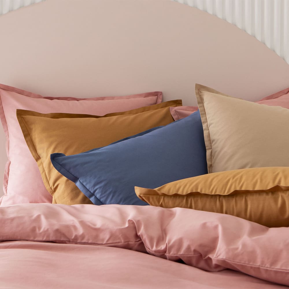 Housse de couette en coton rose solaire 260x240 Made in France — vue 4