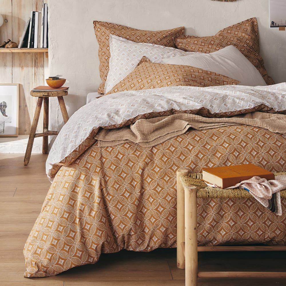 Housse de couette en de coton jaune 140x200