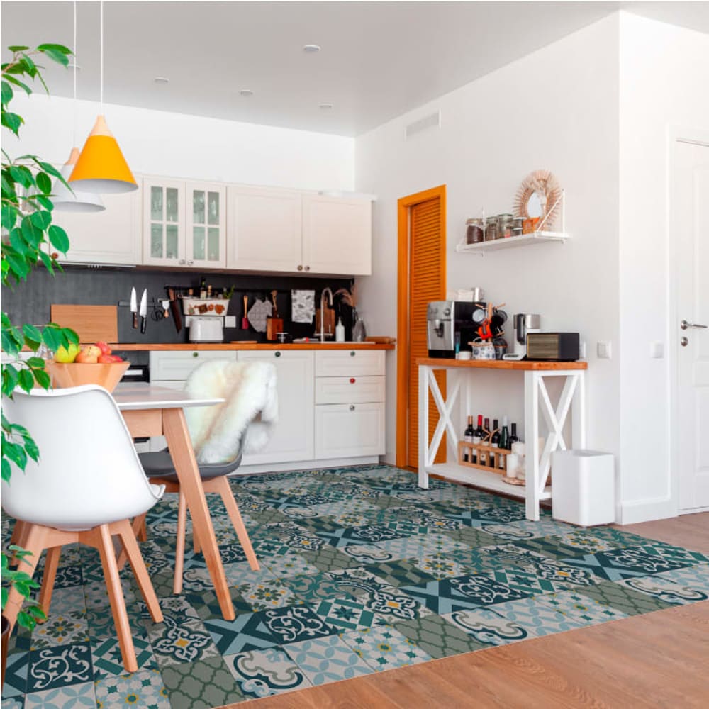 Vinylteppich mit Zementfliesen-Motiven 295x195cm - Maisons Du