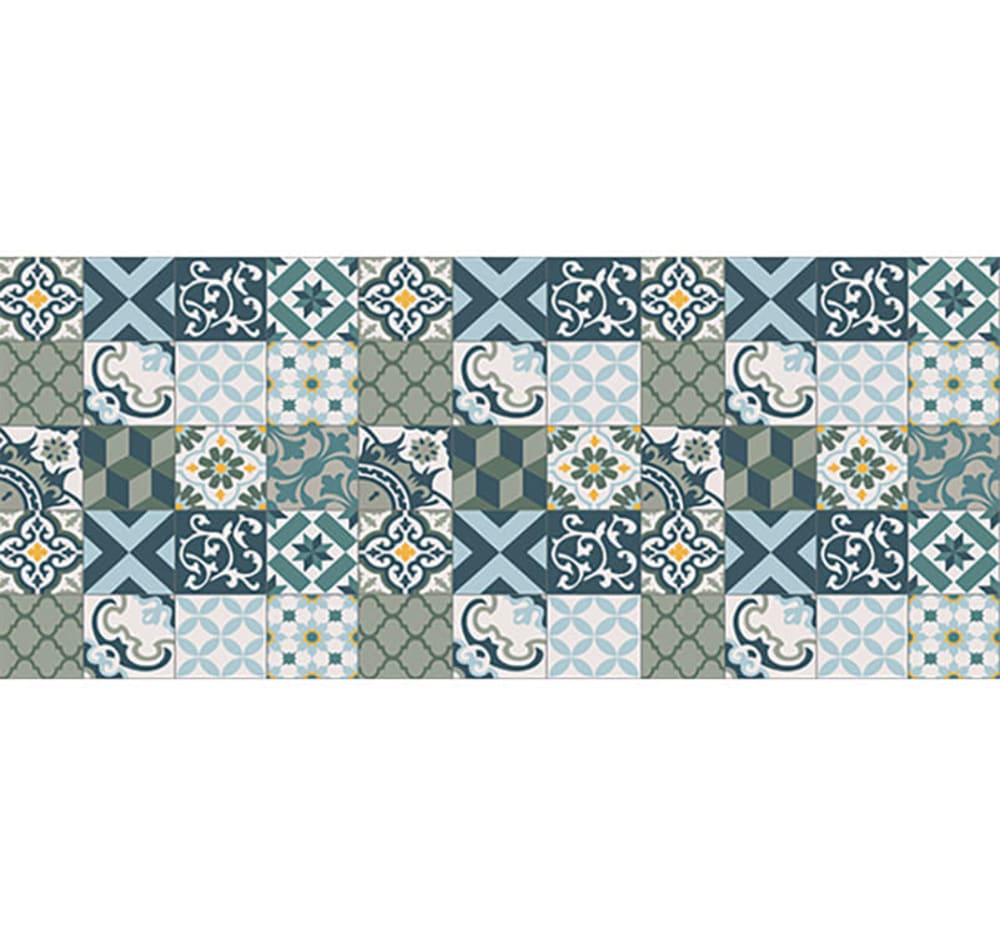 Pinted Vinylteppich mit Zementfliesen-Motiven 175x74cm Mehrfarbig Pvc - Polyvinlychlorid