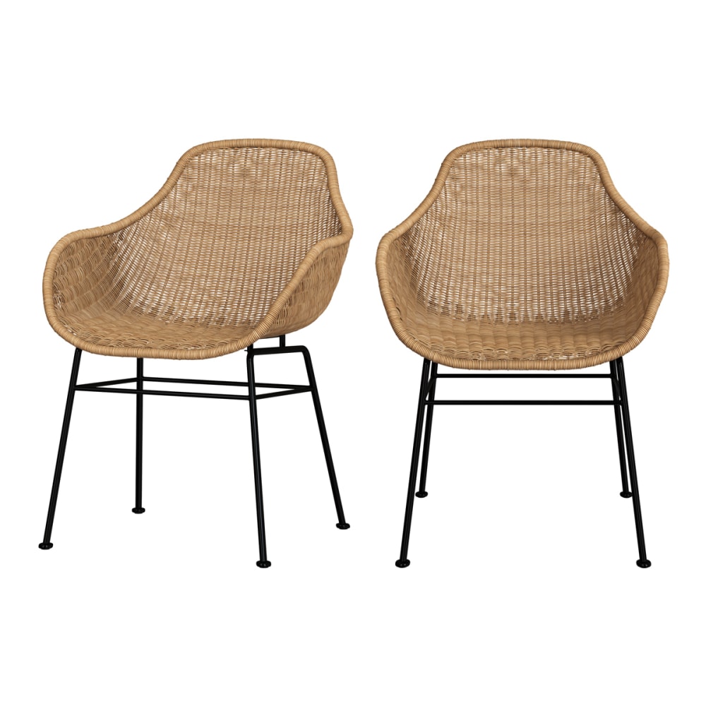 Lot de 2 chaises en résine tressée naturelle