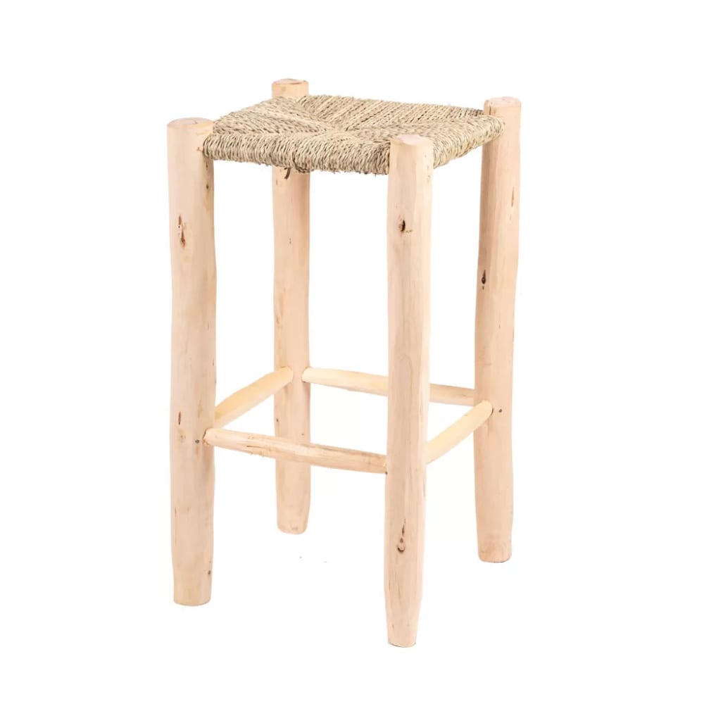 Tabouret de bar - tabouret haut en bois et en corde 63x34x35