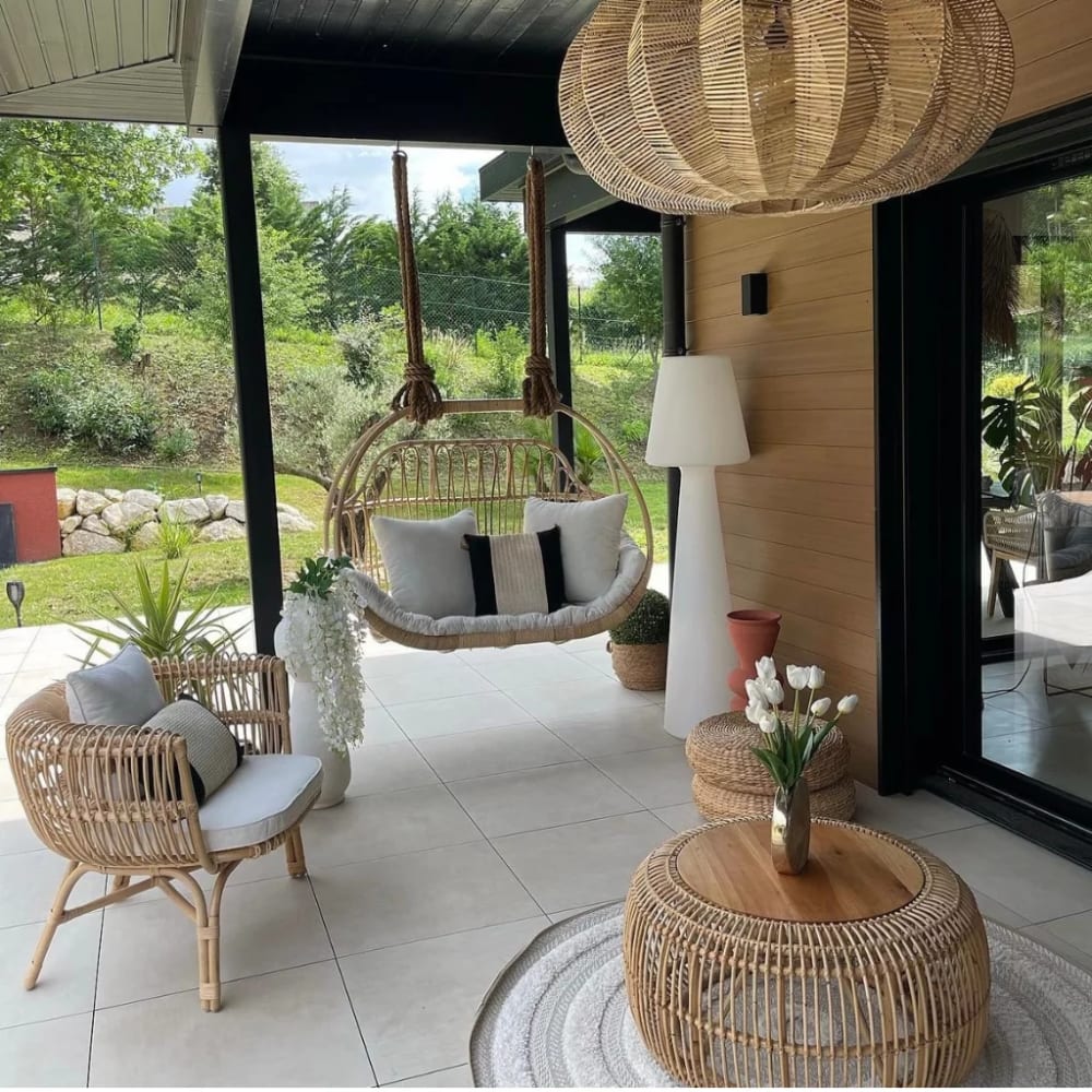 Table basse en rotin et bois naturel 80x40 - Maisons du Monde