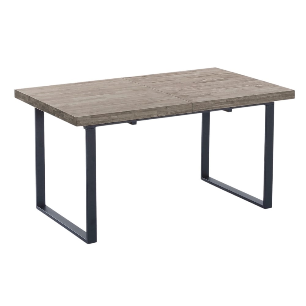 Table repas extensible en bois foncé et métal noir