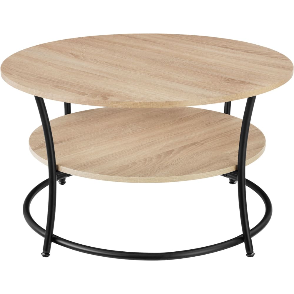 Table basse salon rond avec 2 plateaux en panneau aggloméré bois clair
