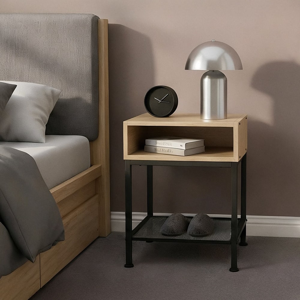 Comodino stile industriale 405 x 405 x 525 cm legno chiaro - Marrone - Pannello di particelle