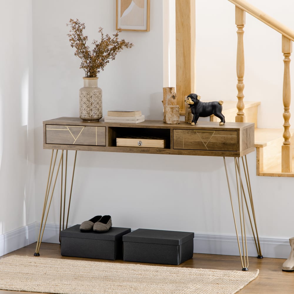 Mesa consola 120x29x79 cm bronce - Maisons du Monde