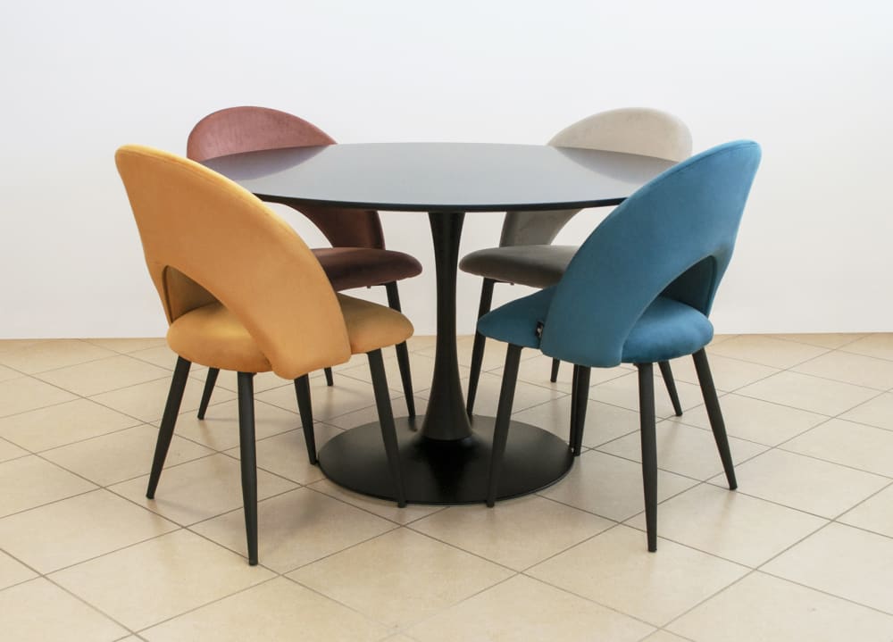 Sedia da pranzo imbottita in velluto giallo senape (2pz) - Samira