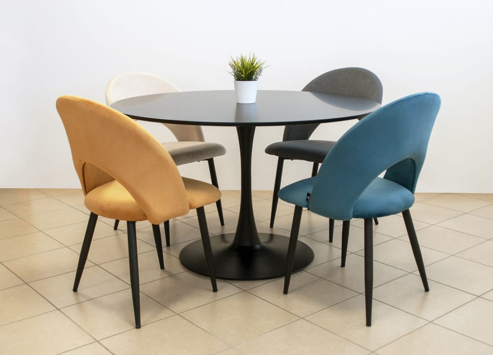 Sedia da pranzo imbottita in velluto beige (2pz) - Samira Italia