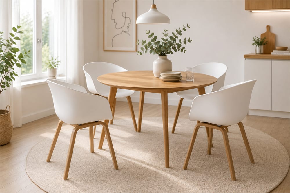 Sedia da pranzo bianca, poltrona in stile scandinavo (2pz) -