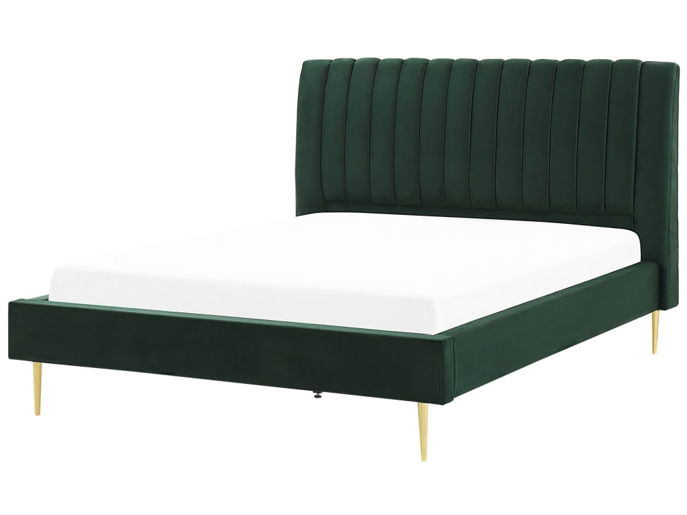 Lit double en tissu vert 180x200