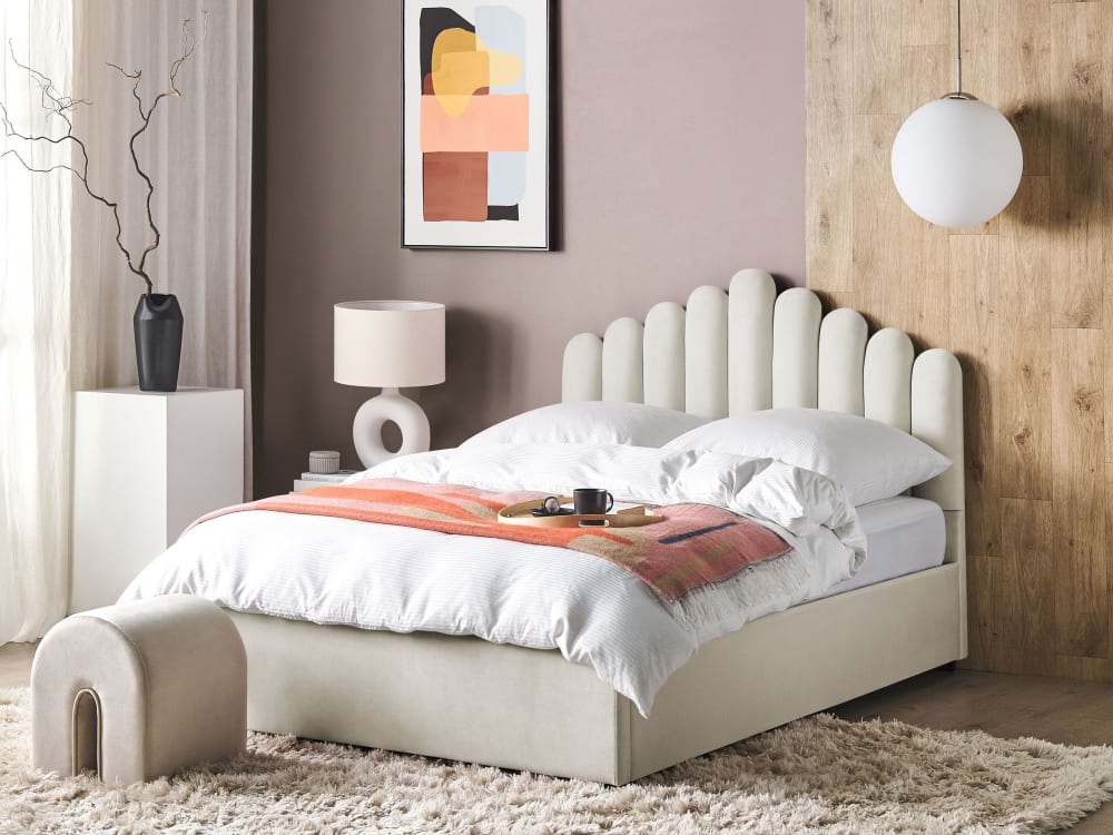 Doppelbett aus Stoff 140x200, weiß - Maisons Du Monde