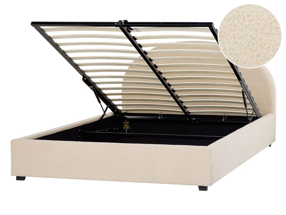 Doppelbett Aus Stoff 160X200, Beige