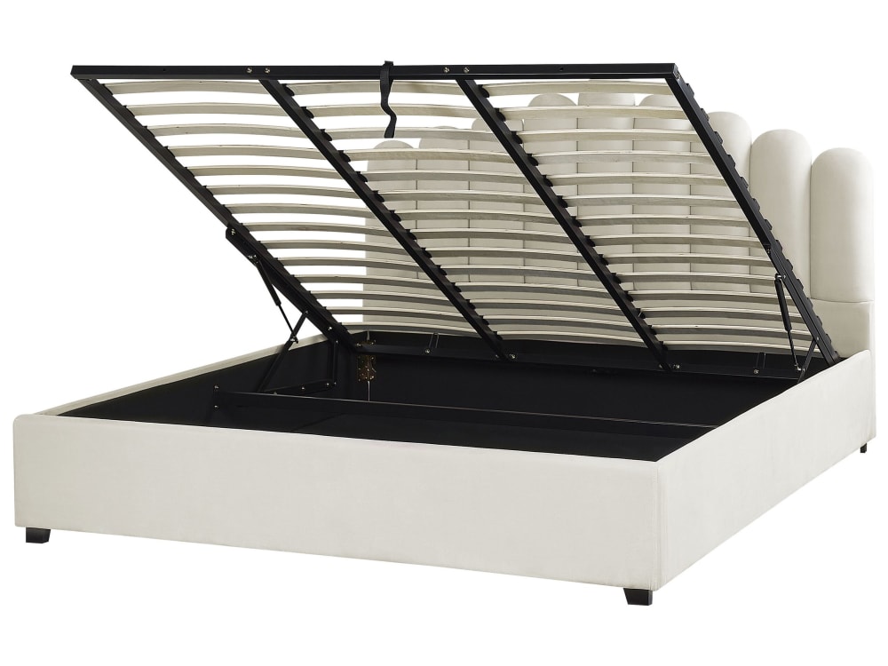 Beliani Doppelbett aus Stoff 180x200, weiß style classic chic - Samt