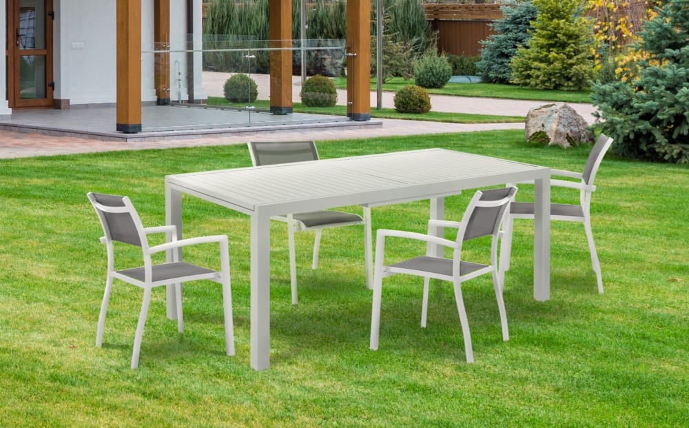 Tavolo allungabile in alluminio bianco cm. H.75 x l.180/238 x
