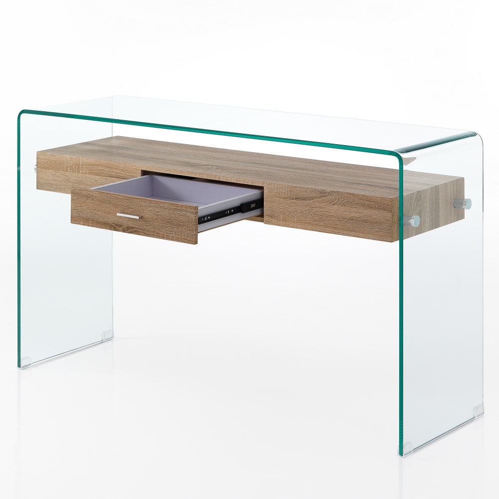 Consolle in vetro curvato trasparente cm. H.76 x l.125 x p.40 -