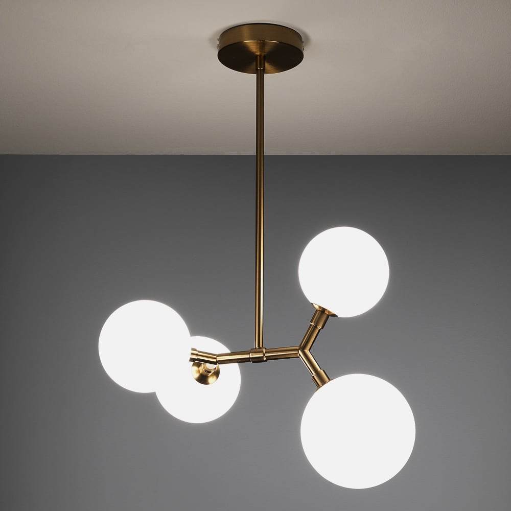 Lustre en acier finition laiton l40 p32 h65 — vue 3