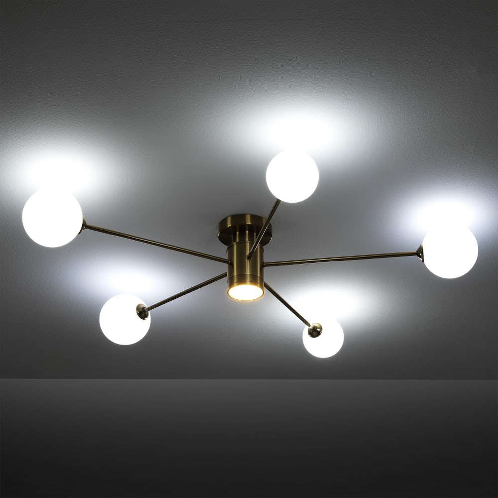 Lustre acier finition laiton l92 p92 h16,5 — vue 4