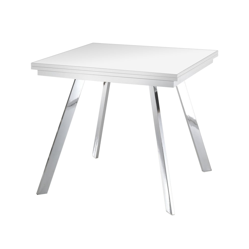 Tavolo allungabile effetto legno bianco cm. L.85/170xp.85xh.75,5/73,5 - Argentato - Pannello di particelle