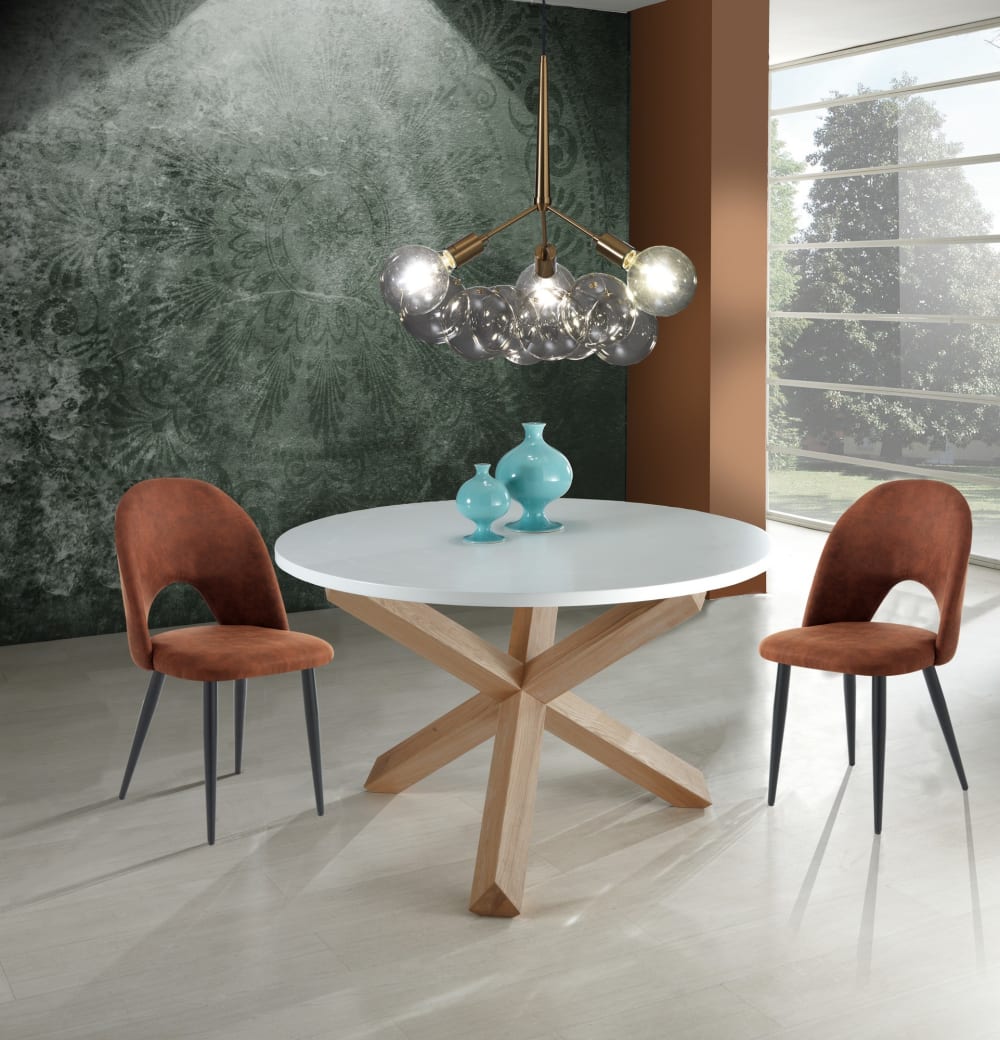 Tavolo rotondo effetto legno laccato bianco cm. H.75  x  ø 120 -