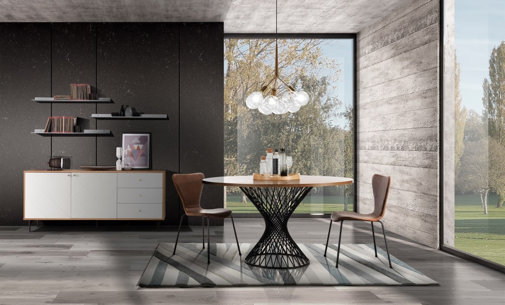 Tavolo rotondo effetto legno finitura rovere cm. H.75 x ø 137 -