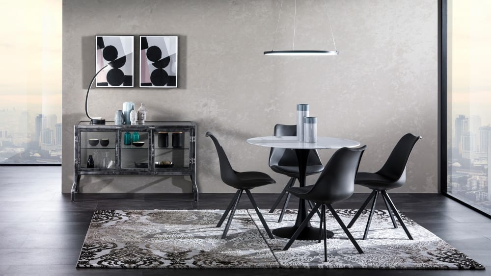 Tavolo rotondo in vetro temprato finitura marmo cm. H.75 x ø.90 -