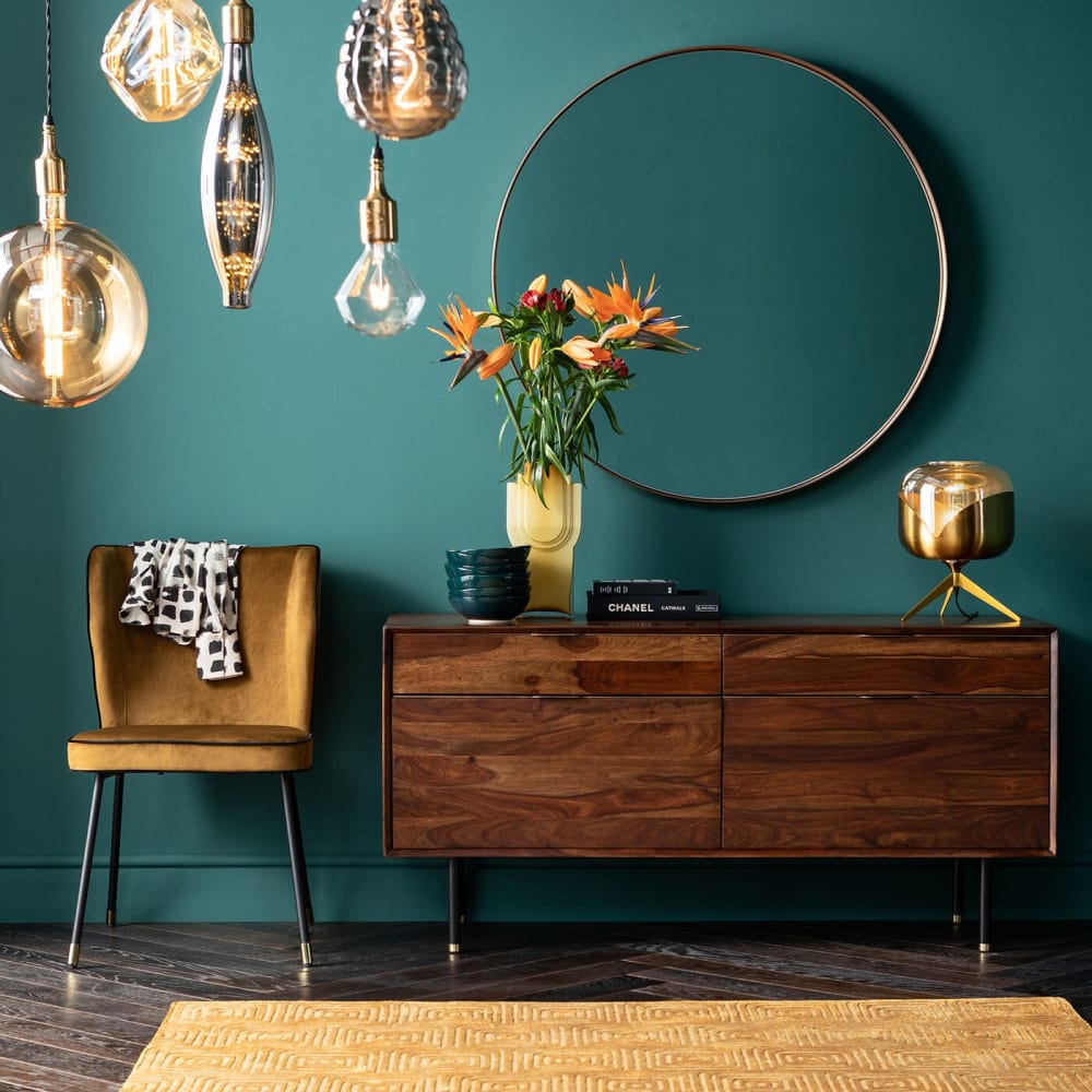 Miroir rond en métal doré D100