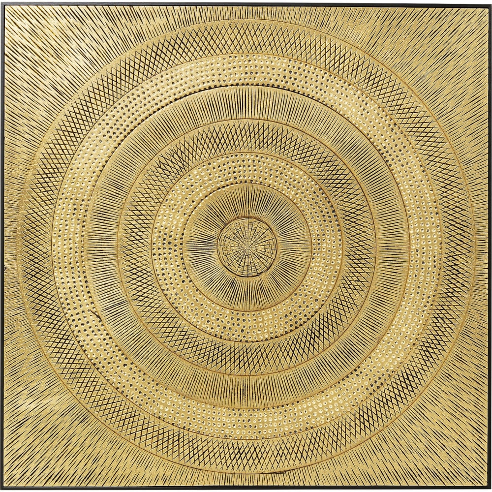Tableau doré cercles en relief 120x120
