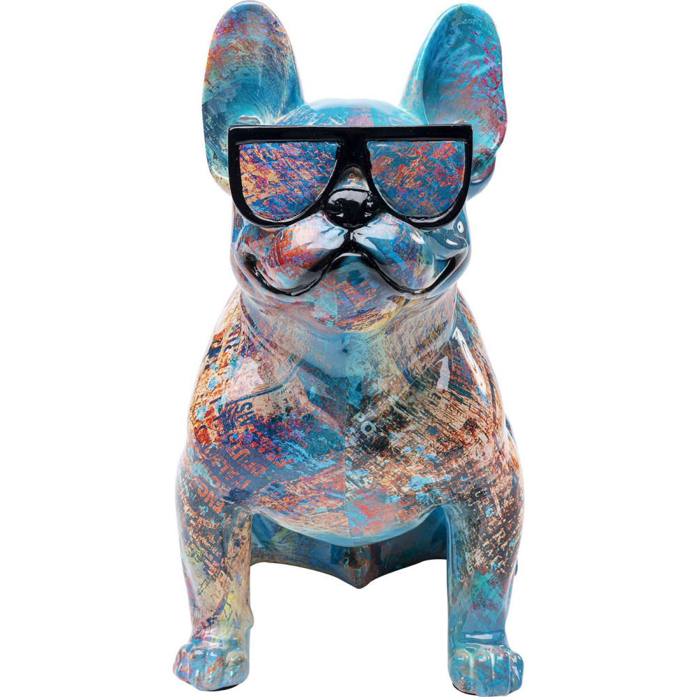 Kare Design Dekofigur Bulldogge aus Polyresin, blau, H36cm style modern Mehrfarbig Harz