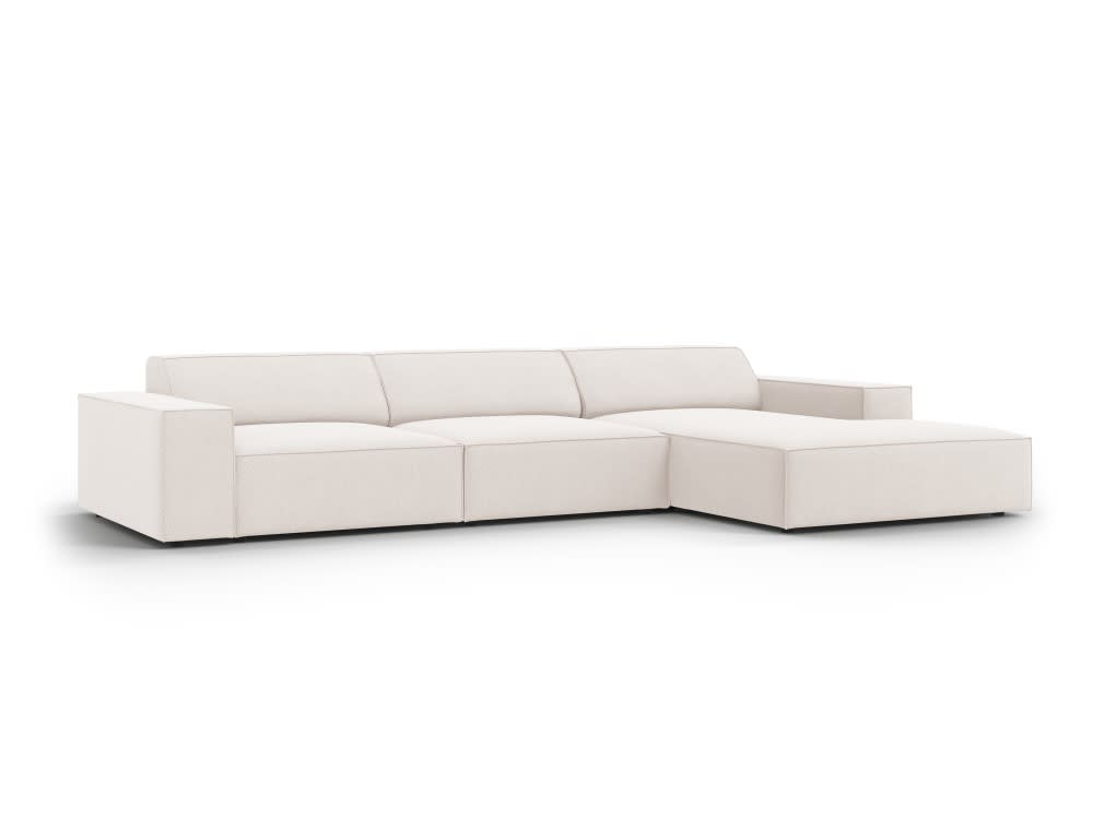 Canapé d'angle 4 places en tissu structuré beige clair - Maisons du Monde