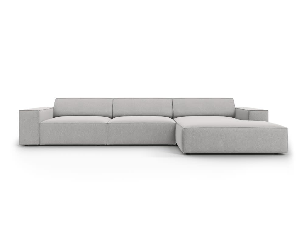 Micadoni Home 4-Sitzer Ecksofa rechts aus strukturiertem Stoff, hellgrau - Stoff