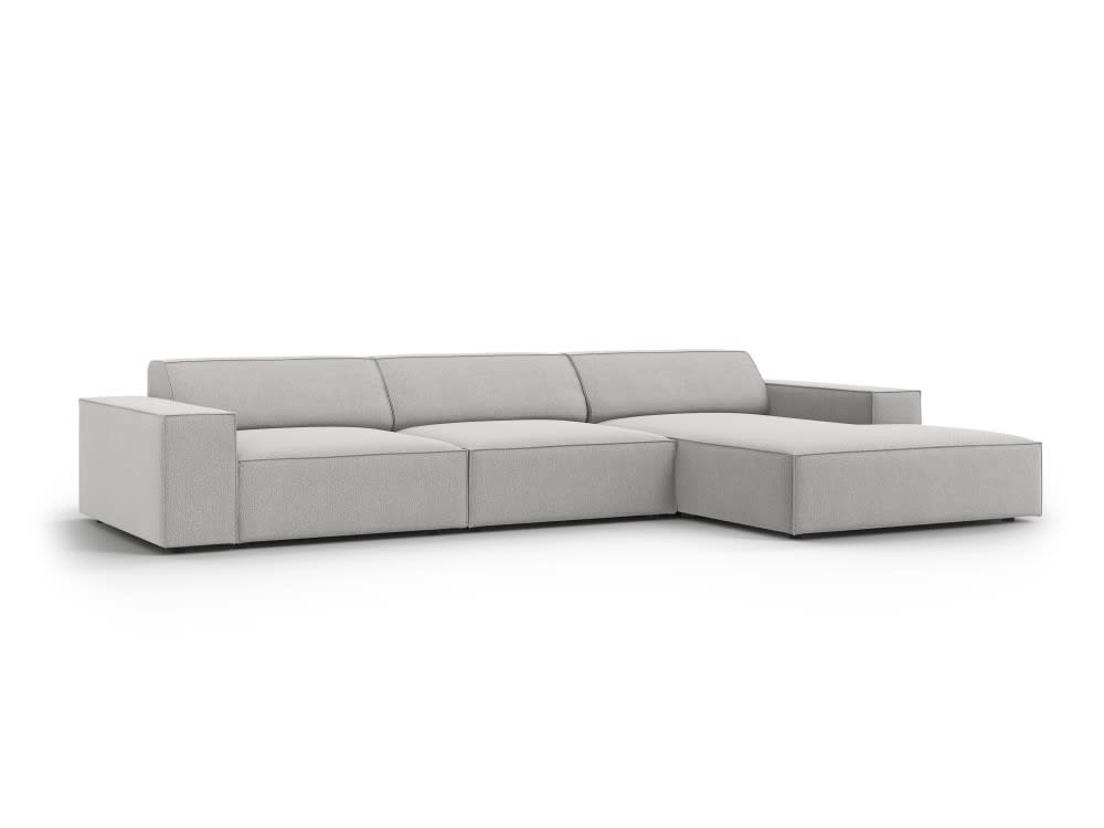 4-Sitzer Ecksofa rechts aus strukturiertem Stoff, hellgrau -