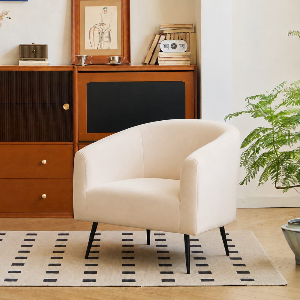 Nordlys Polstersessel aus Metall und Samt Beige style modern Beige Öko-Tex Zertifikat Wolle