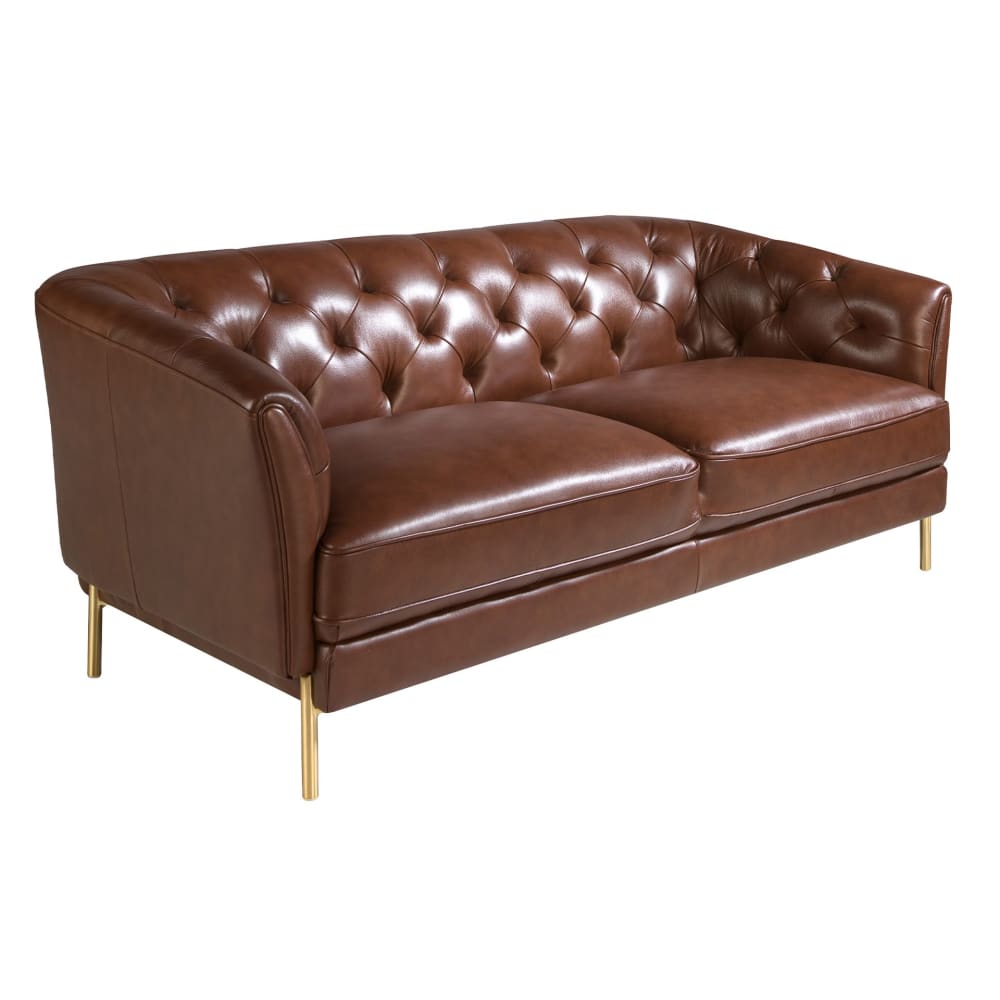 Canapé 2 places chester en cuir marron cognac Canapé 2 places chester en cuir marron cognac