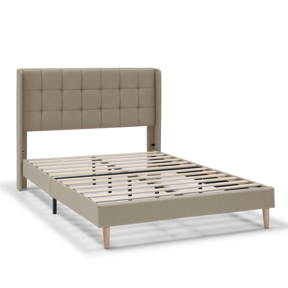 HOMN Polsterbett 150x190 cm, Beige style modern Beige Pes - Polyester