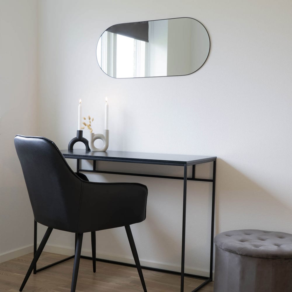 Miroir ovale en métal 35x80cm - noir - Maisons du Monde