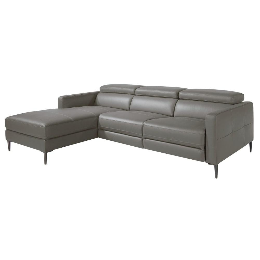 Canapé d'angle en cuir gris relax 5 places - Maisons du Monde