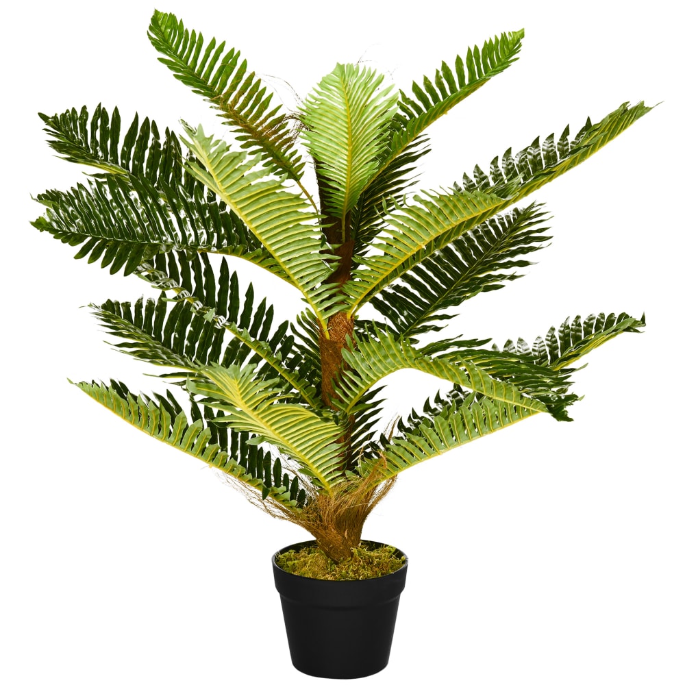 Homcom Palmier artificiel h.0,85 m grand réalisme pot inclus Vert Pvc - Poly Chlorure De Vinyle
