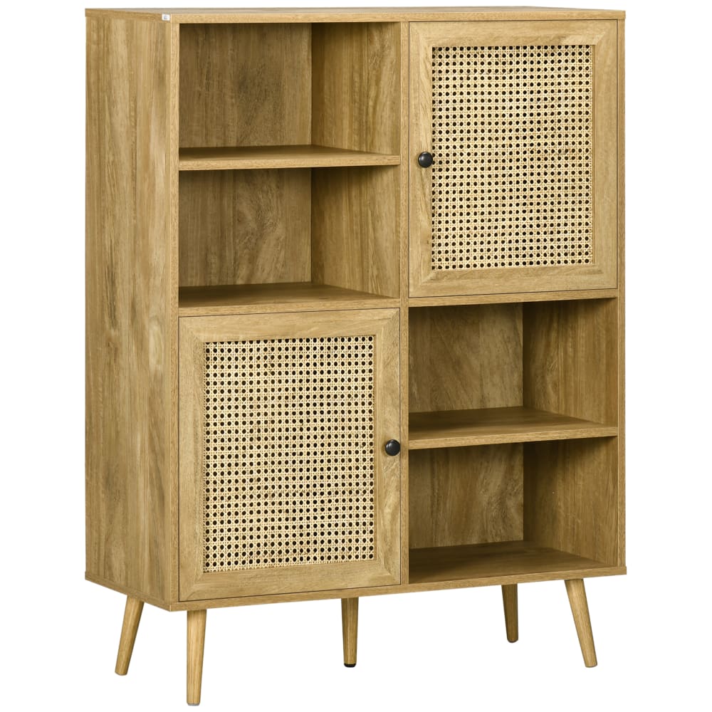 Homcom Bohème-Chic-Bücherregal 2Türen & 4Fächer Beige Spanplatte