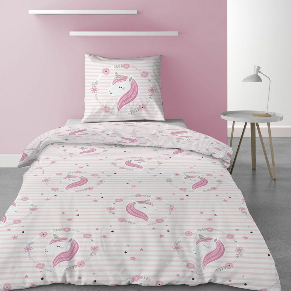 Parure de lit 1 place coton à motifs 140x200 cm