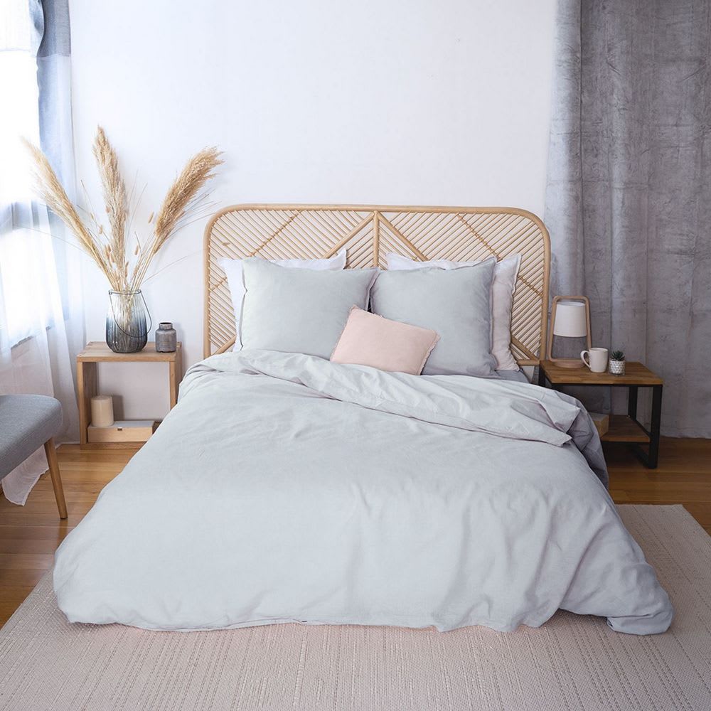 Parure de lit 2 places lin métis lavé gris 220x240 cm