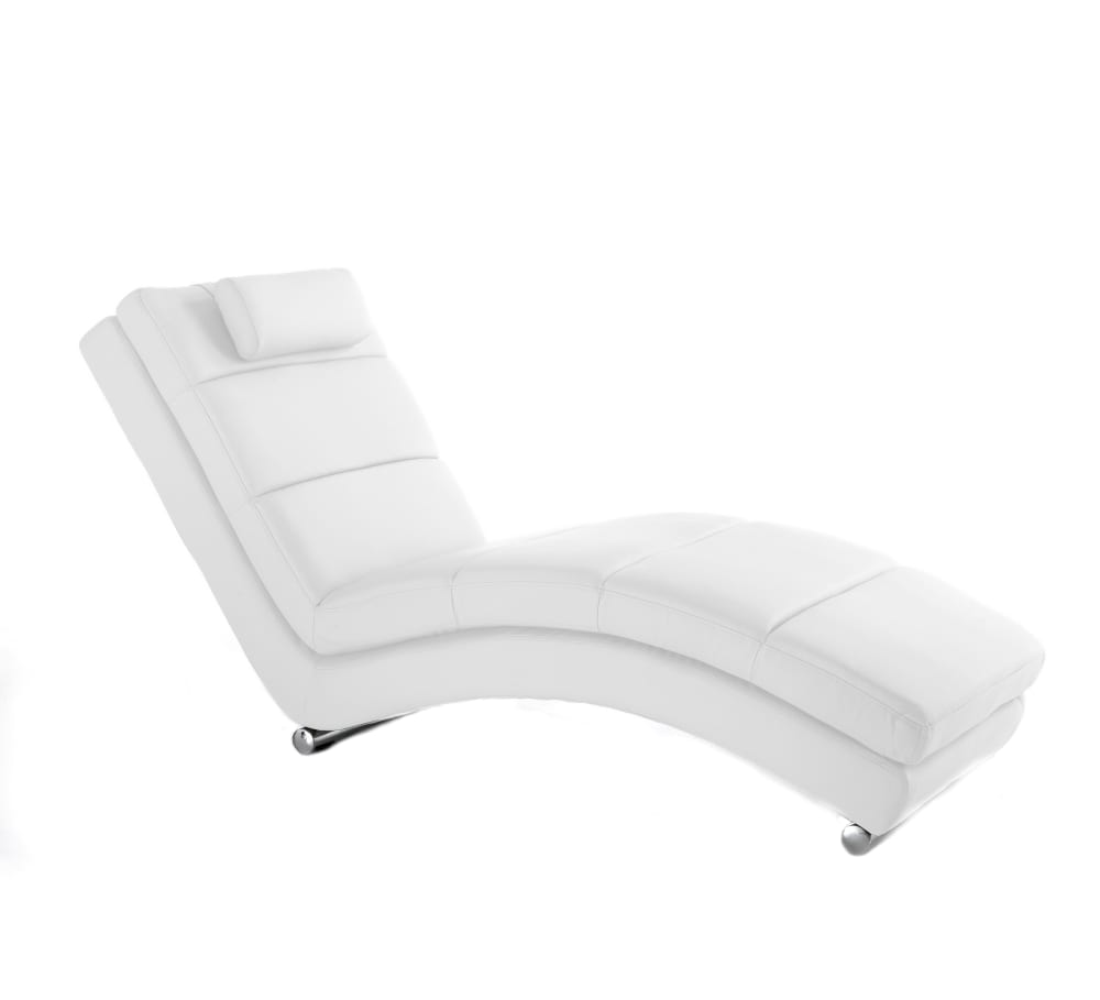 Chaise longue in pelle sintetica bianca cm h.85xl.62xp.172 - Bianco - PVC - Cloruro di polivinile