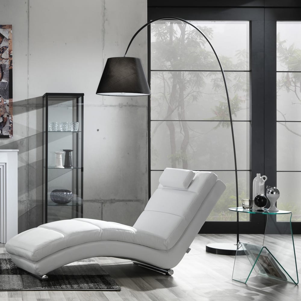 Chaise longue in pelle sintetica bianca cm h.85xl.62xp.172 -