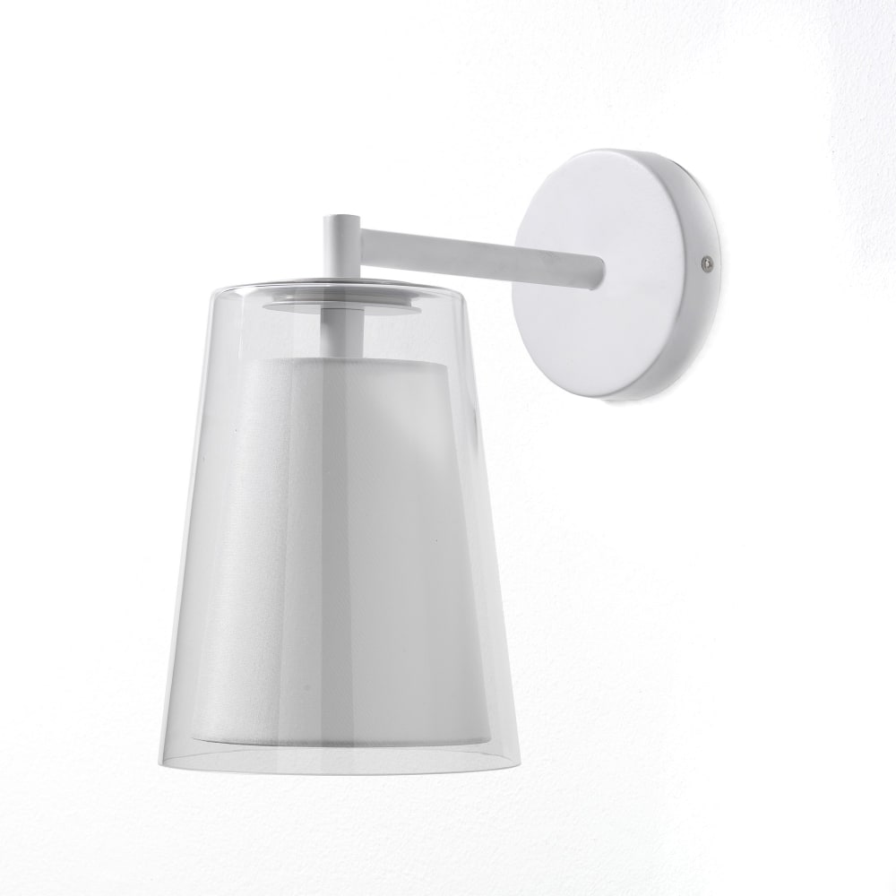 ORESTELUCHETTA Weiße Metallwandleuchte, 16 cm L x 28 cm T x 29 cm H Weiß Glas