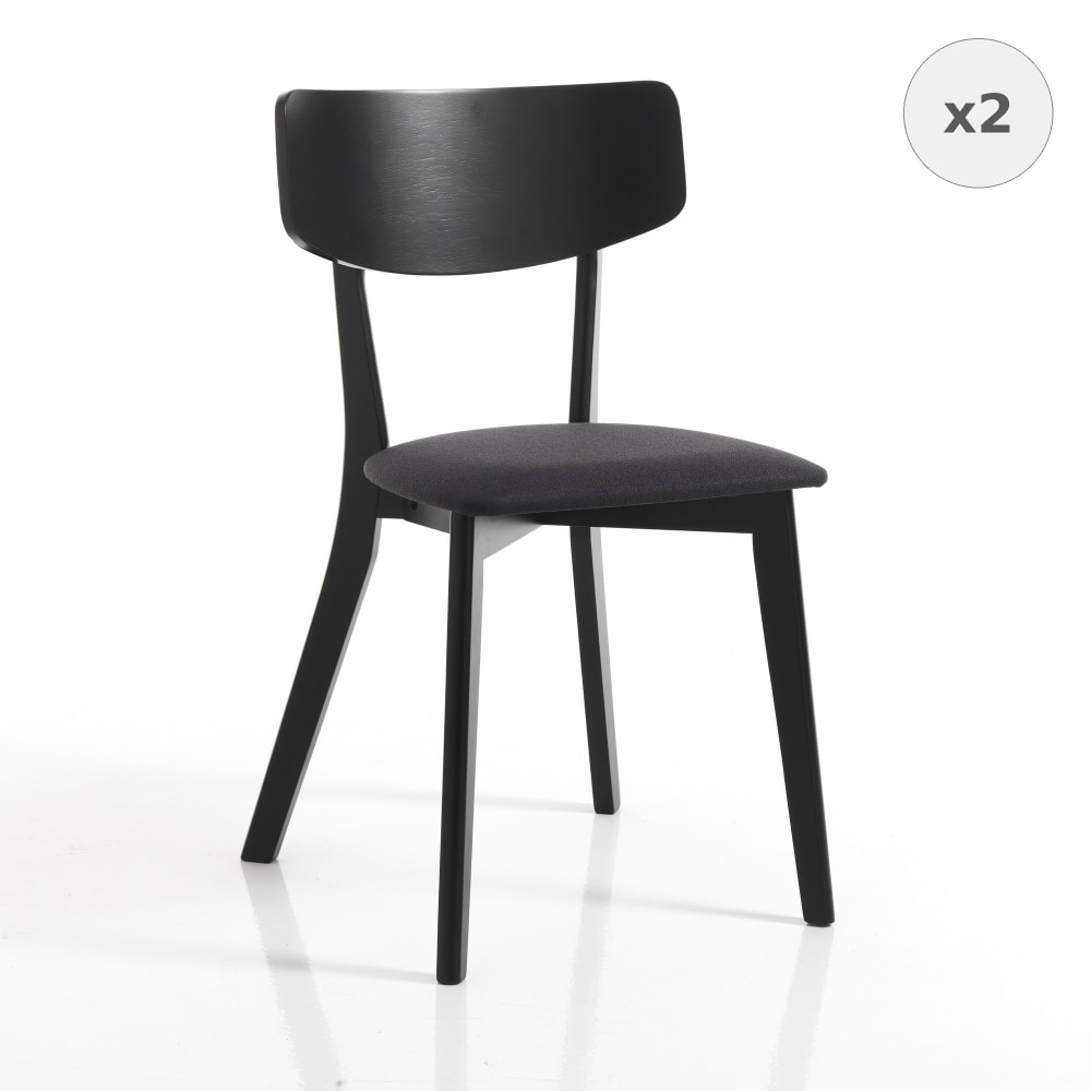 Set 2 sedie in tessuto nere cm. H.80 x l.44 x p.47 - Nero - LEGNO