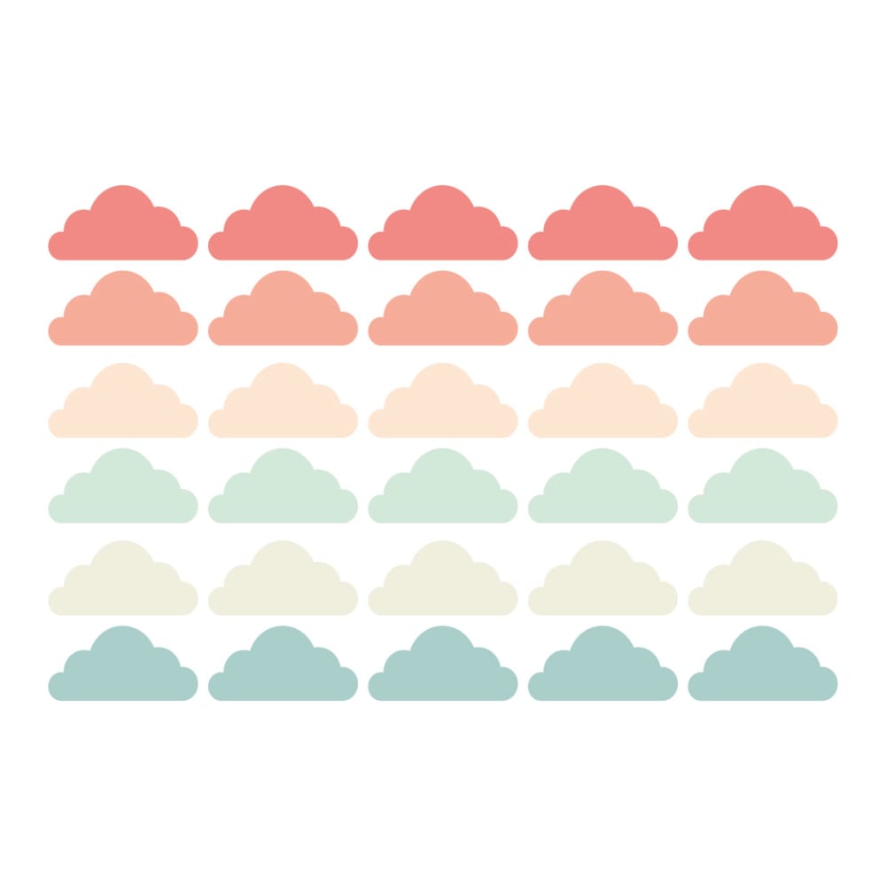 Decochic Stickers muraux en vinyle nuages pêche et vert Multicolore Pva - Polyacétate De Vinyle - 21x30x0cm